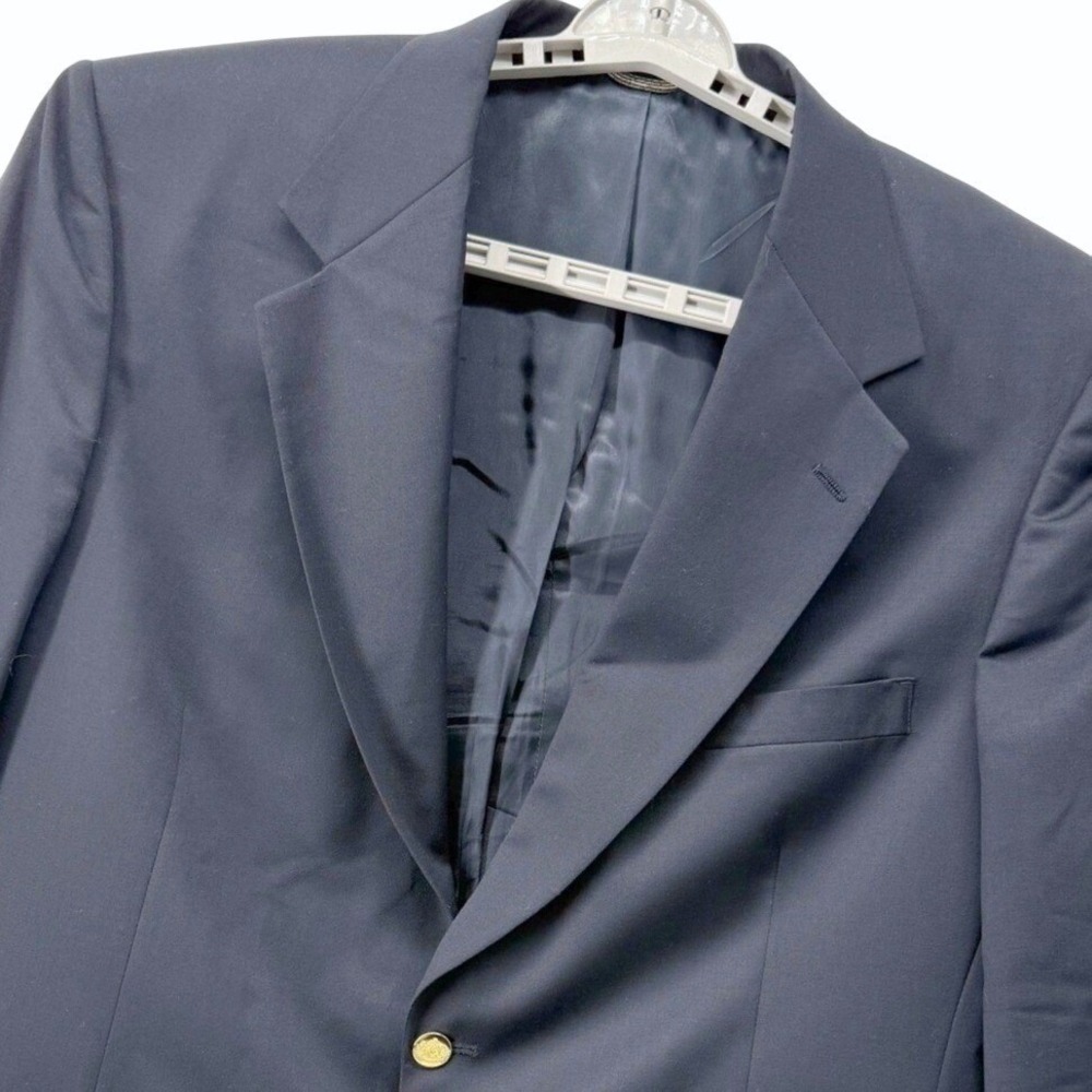 VTG Stafford Executive Hartmarx Mens Navy Blazer 46R Pure Wool Gold Buttons USA
